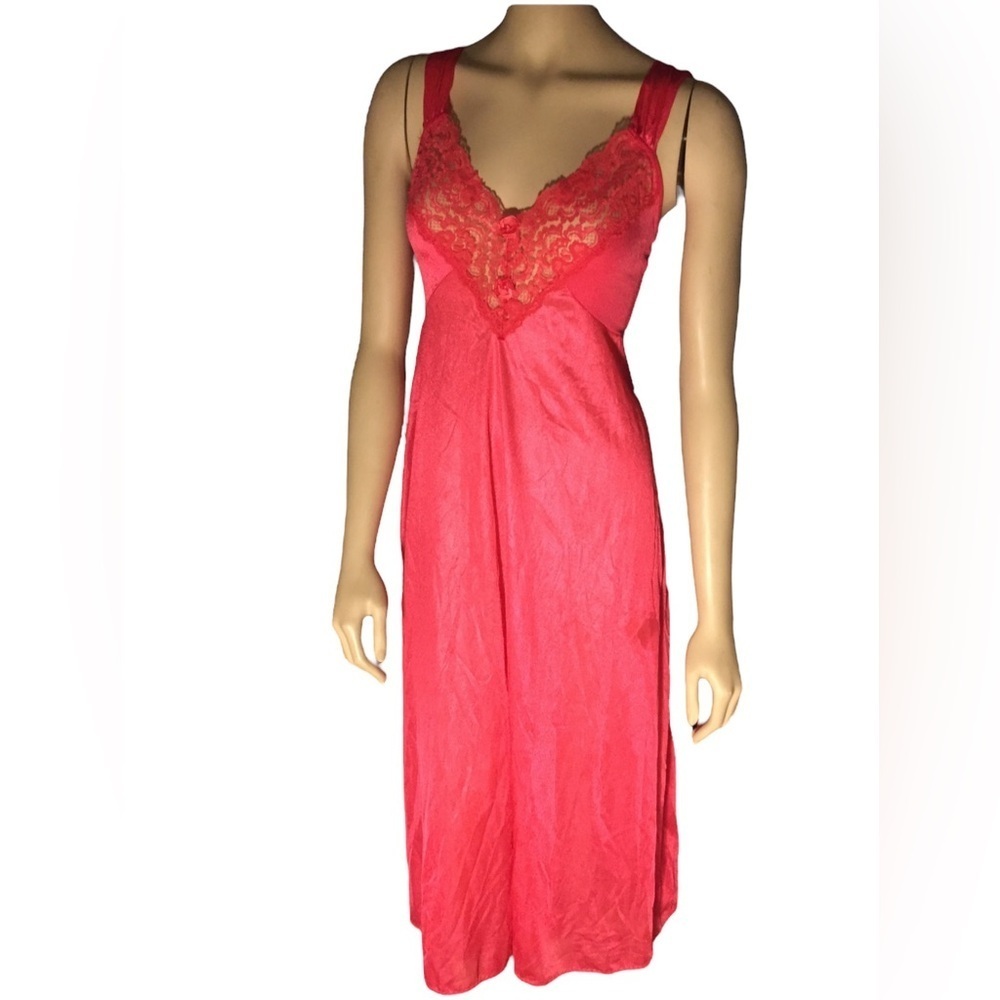 Quiet Moments Vintage Midi Length Slip Dress Gown Hott Pink Glamorous Barbie XS